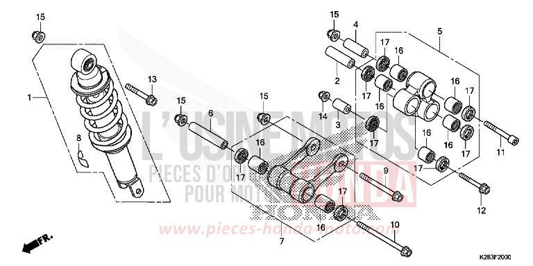 COUSSIN ARRIERE de CRF125F "Petites Roues" EXTREME RED (R292) 2014